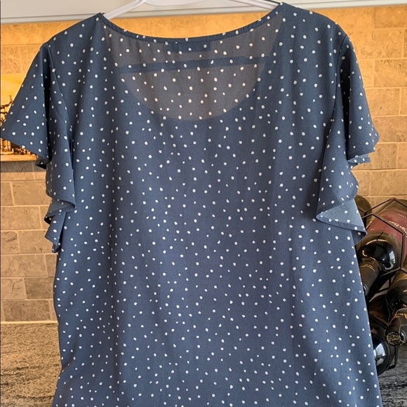 Ricki's Blue Flutter Sleeve Blouse - Picture 3 of 4